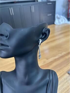 Silver  Dangle Earrings with Decorative Detailing